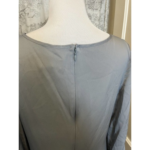 MILLY Butterfly Sleeve Shift Dress •10• Grey Silk V Neck Nordstrom REVOLVE - Picture 9 of 11
